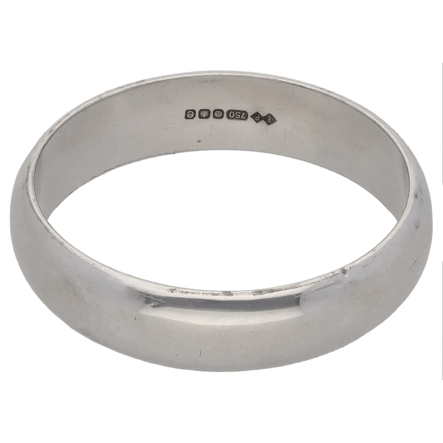 18ct White Gold Plain Wedding Ring Size T