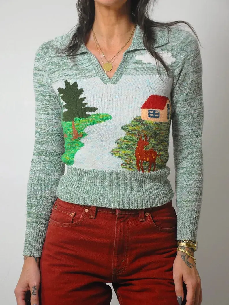 1970's Deer Woodland Sweater