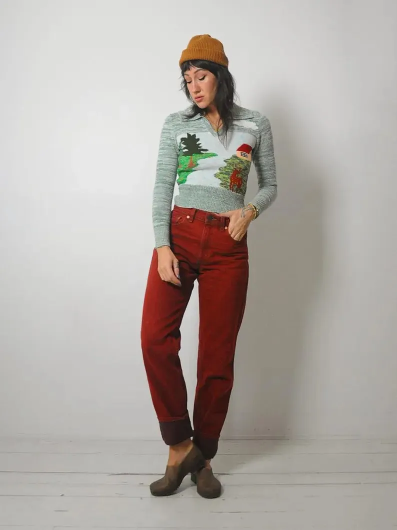 1970's Deer Woodland Sweater