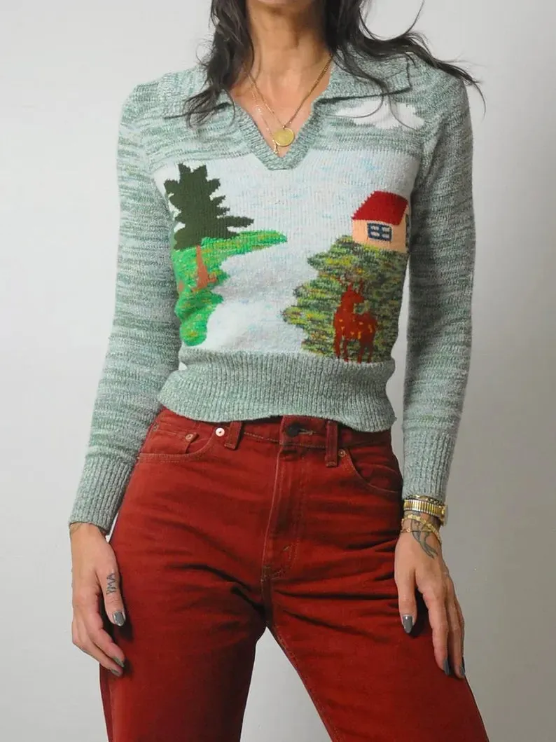 1970's Deer Woodland Sweater