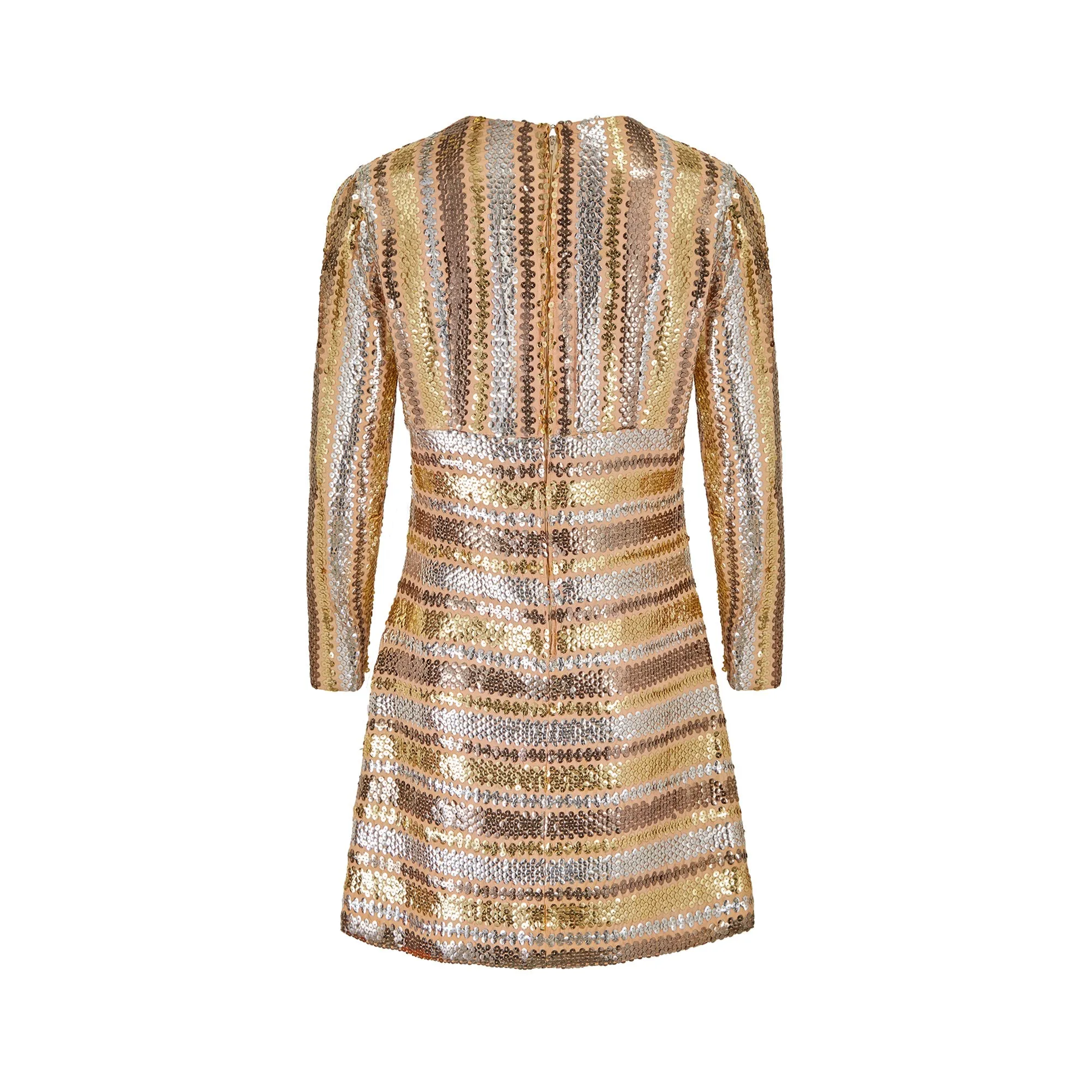 1970s Gold and Silver Sequinned Mod Dress