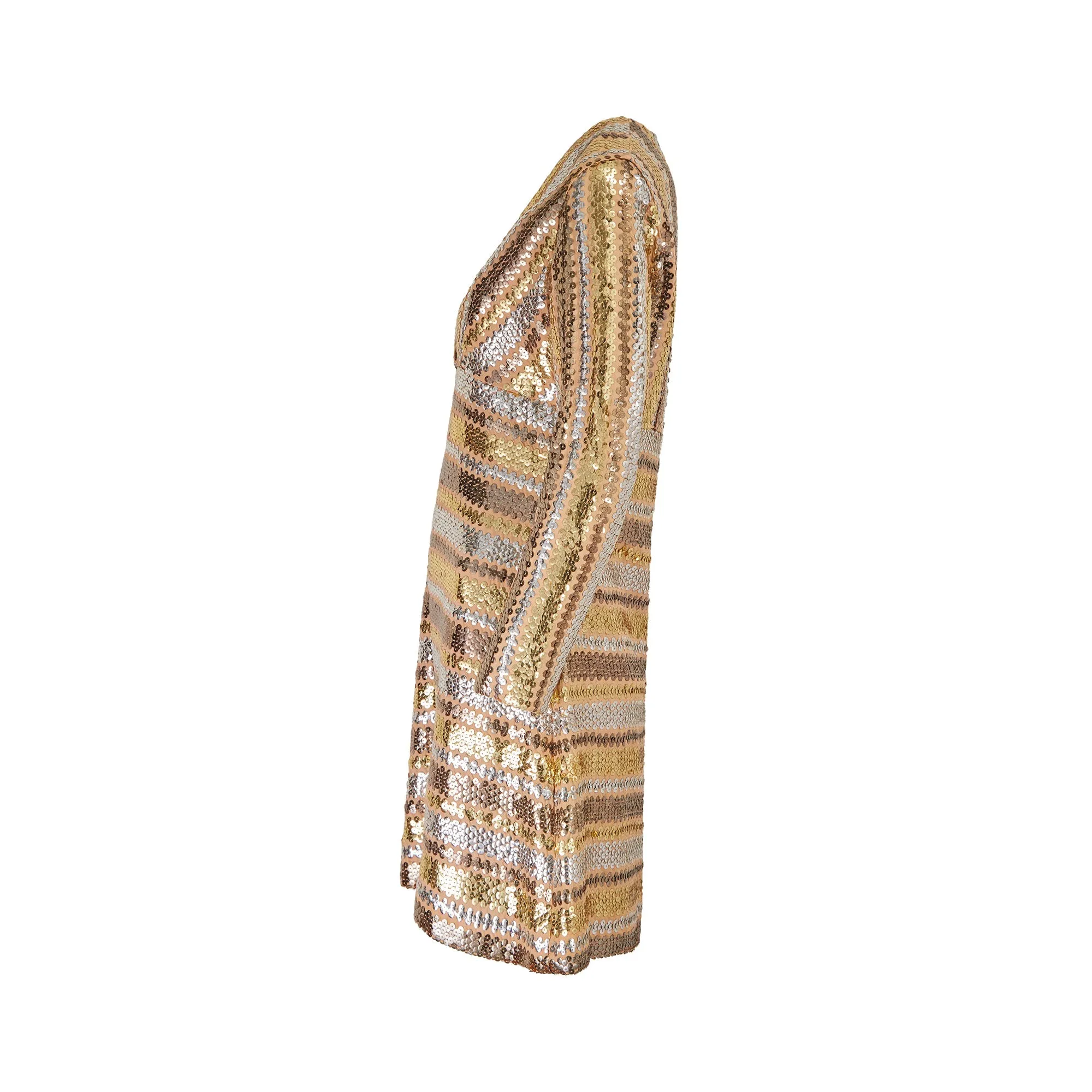 1970s Gold and Silver Sequinned Mod Dress