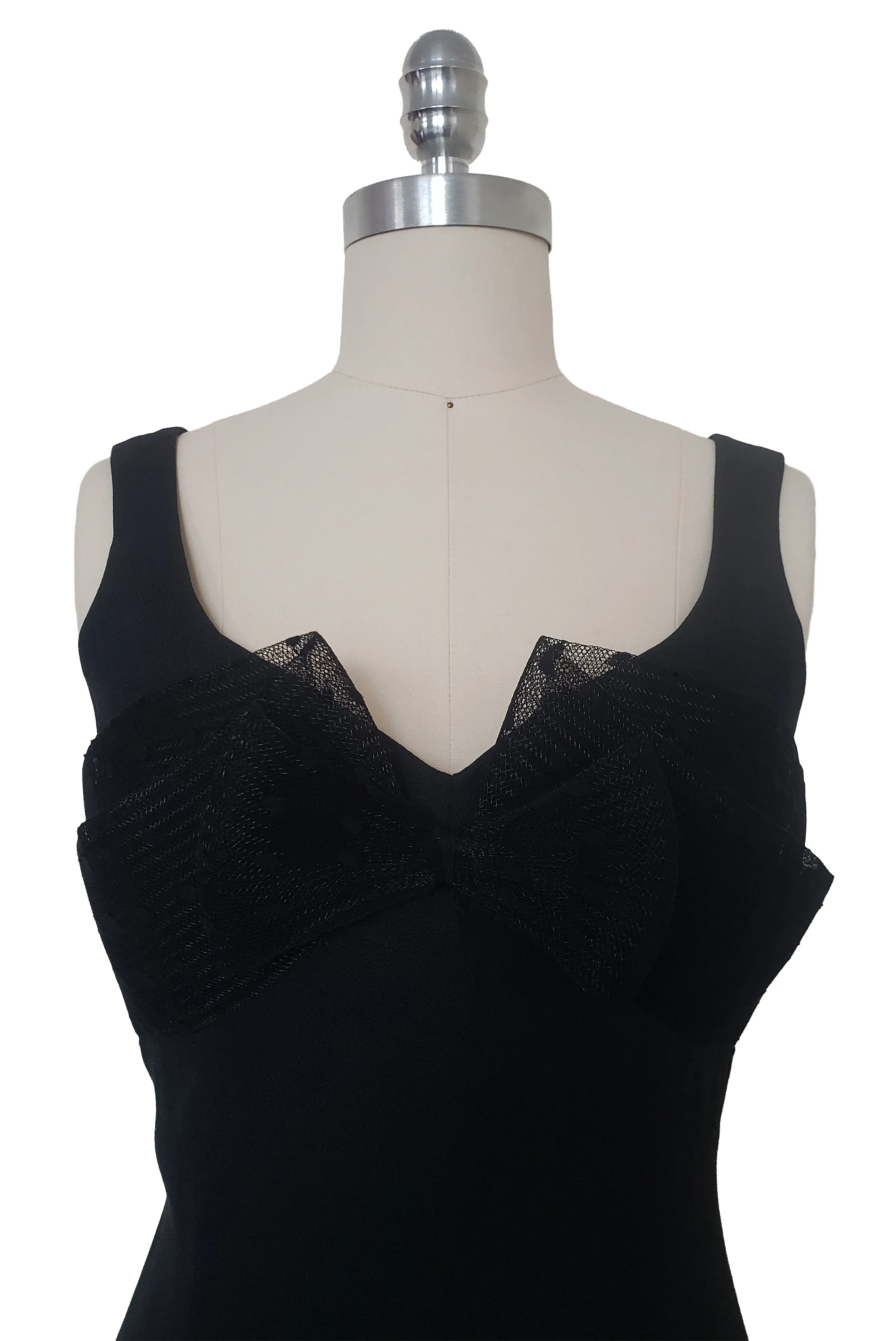 1990s Vintage Black Bow Trimmed Cocktail Dress by Late Edition, Extra Small to Small