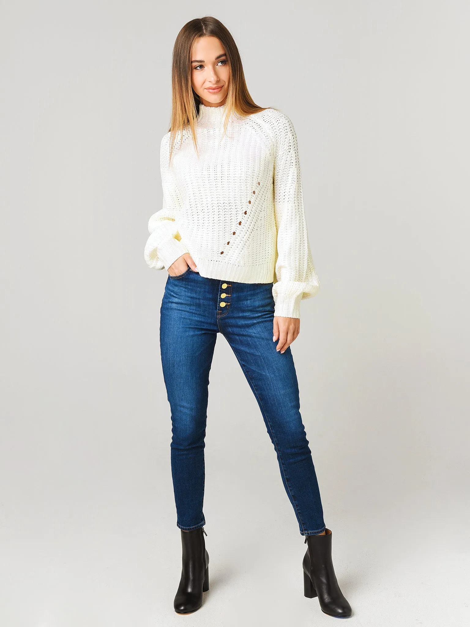 525 Women's Foil Mock Neck Sweater