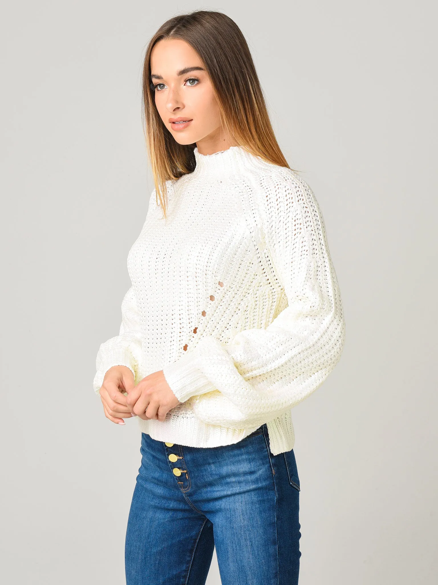 525 Women's Foil Mock Neck Sweater