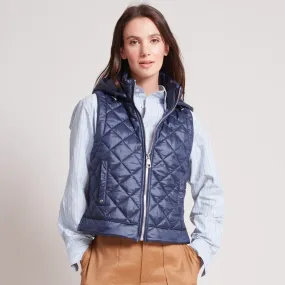 Adroit Quilted Gilet w/Detachable Hood Navy