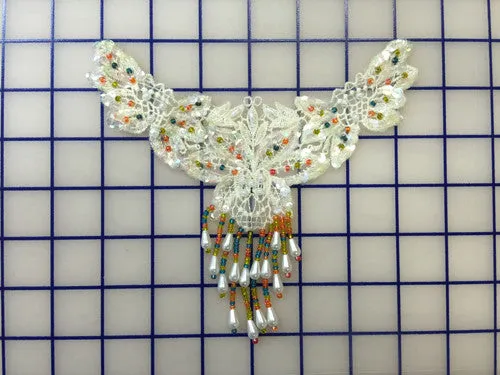 Applique - Ivory Lace with Multi-Colored Beads Close-Out