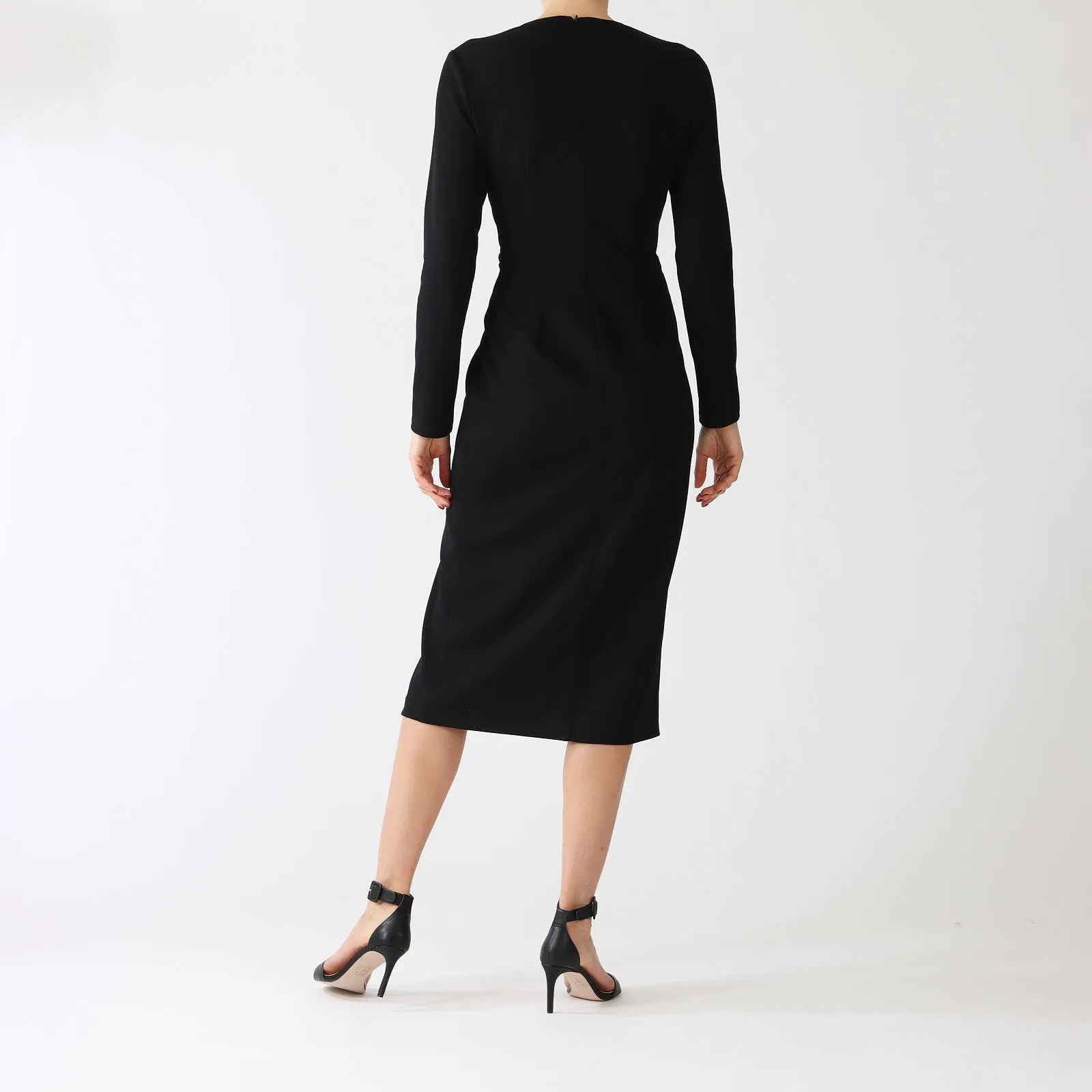 Black V-Neck Wrap Style Dress
