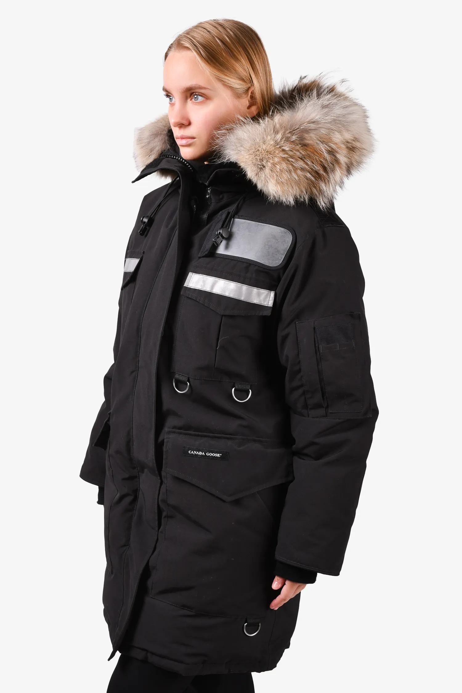 Canada Goose Black "Resolute" Coat with Fur Hood Size M