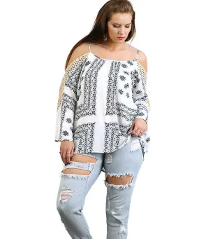 Crochet Cold Shoulder Tunic, Black
