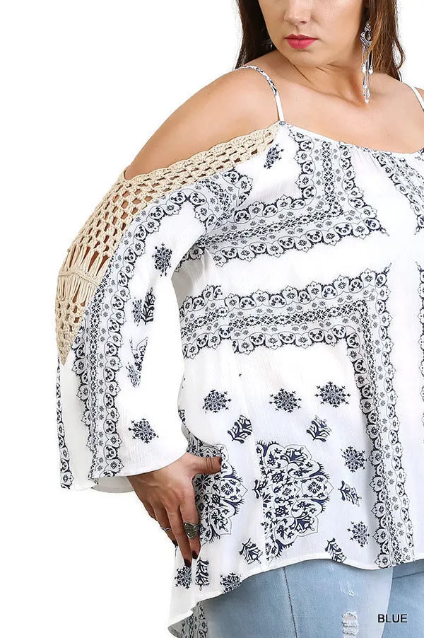 Crochet Cold Shoulder Tunic, Blue