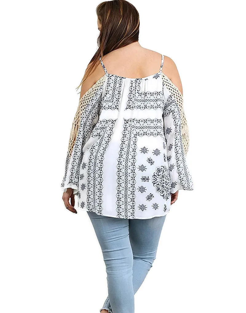 Crochet Cold Shoulder Tunic, Blue
