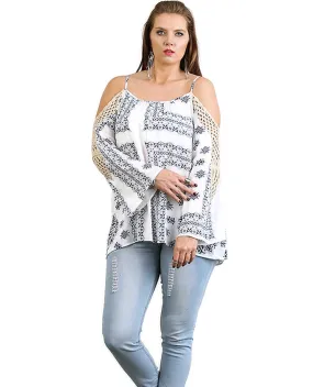 Crochet Cold Shoulder Tunic, Blue