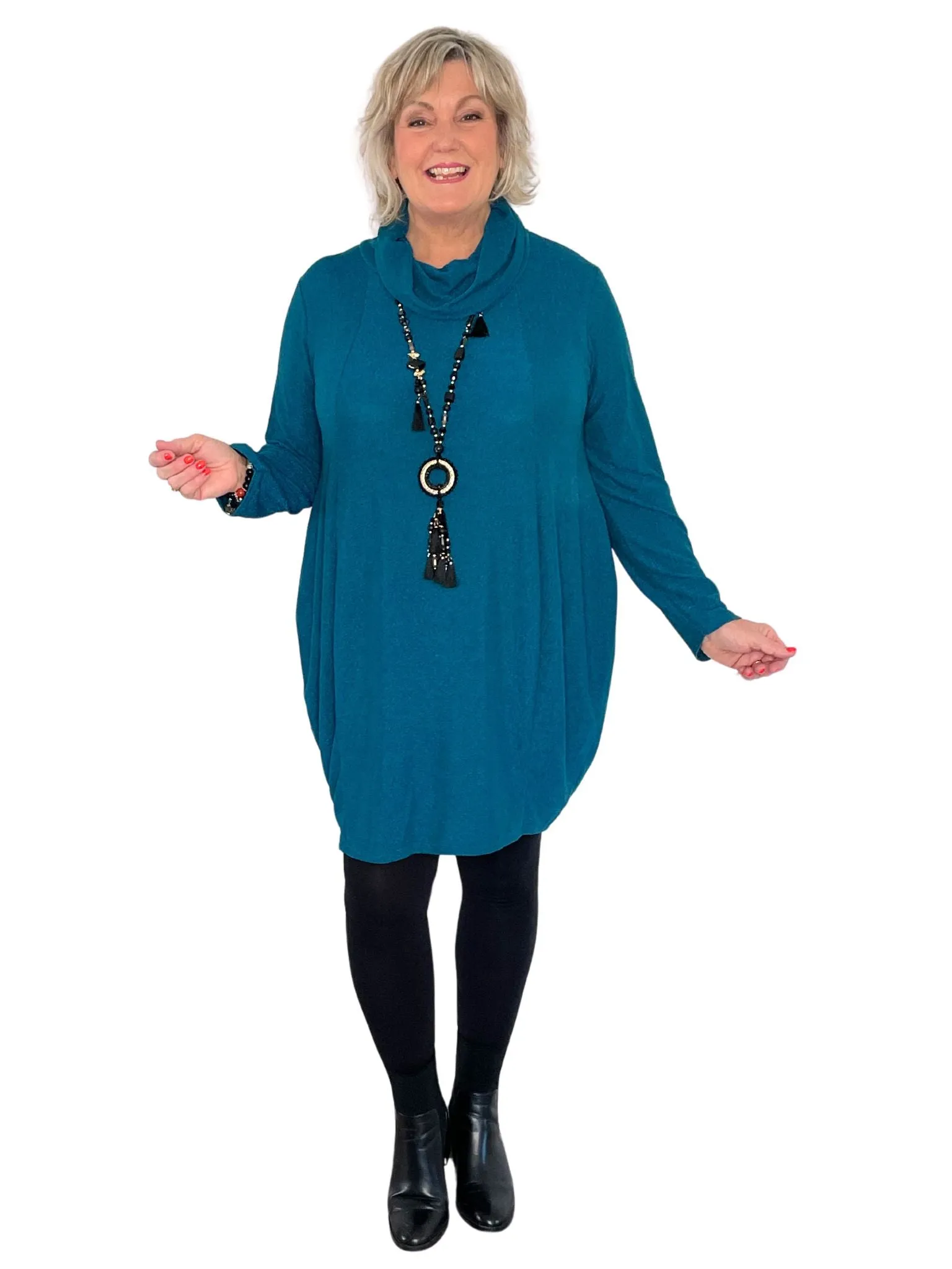 Farryn Cowl Neck, Glitzy Tunic Dress