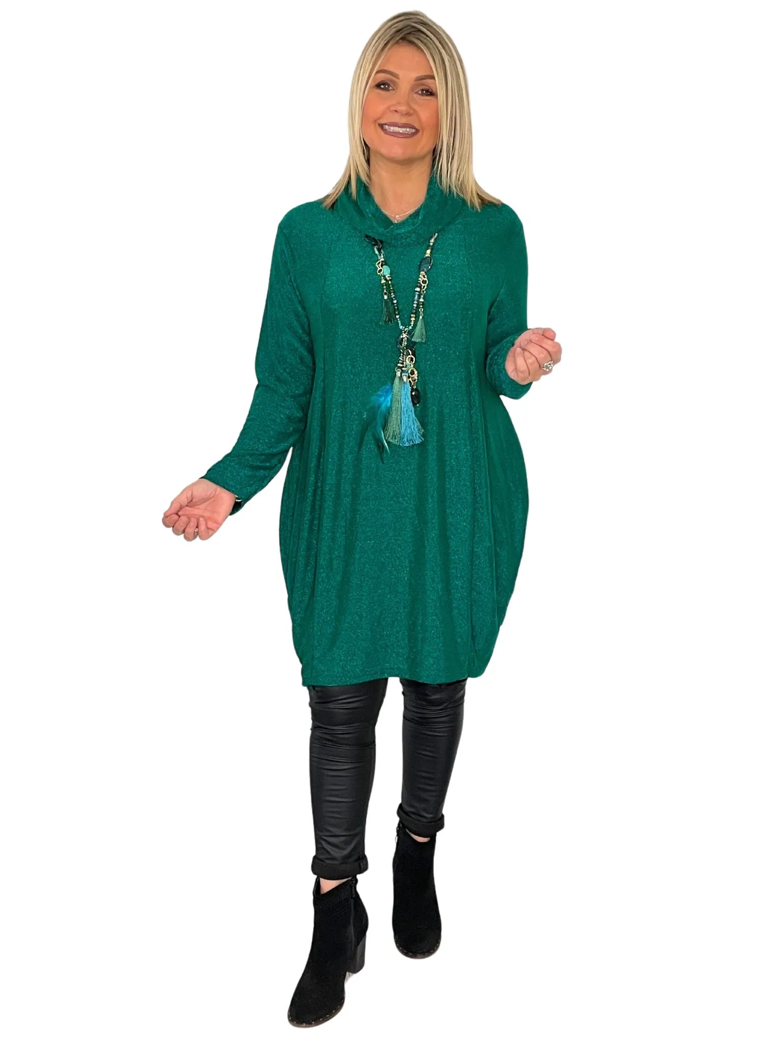 Farryn Cowl Neck, Glitzy Tunic Dress