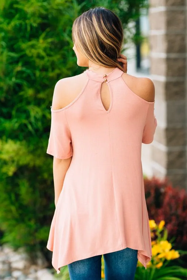 Flowy Open Shoulder Tunic | Blush Clearance