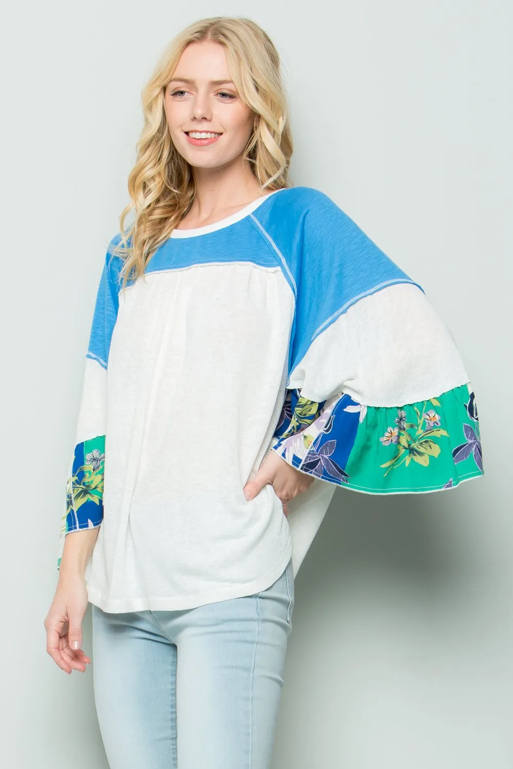 Fun & Flirty Color Block Top, Blue