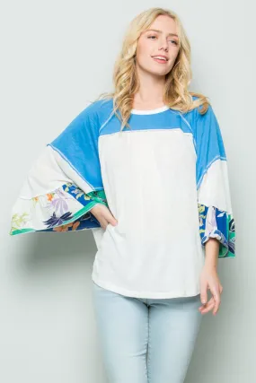 Fun & Flirty Color Block Top, Blue