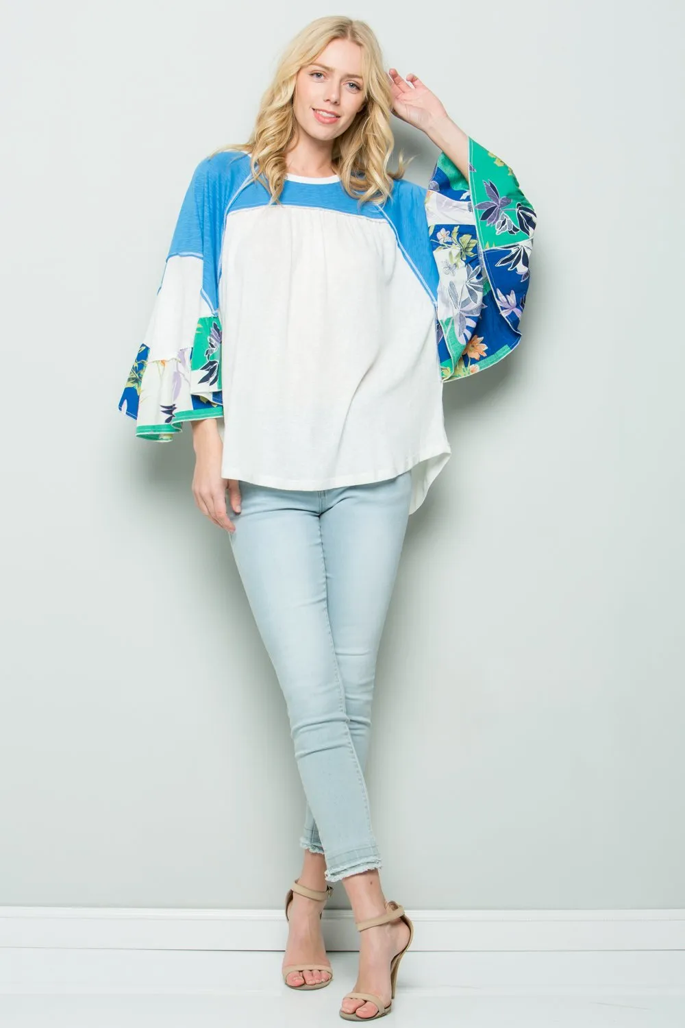 Fun & Flirty Color Block Top, Blue