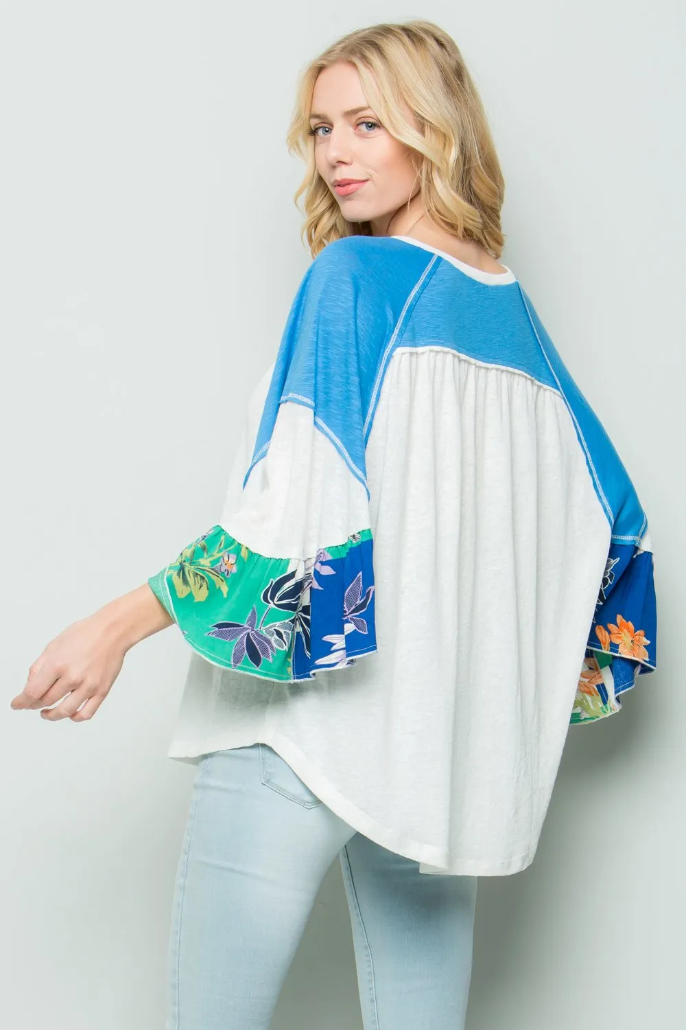 Fun & Flirty Color Block Top, Blue
