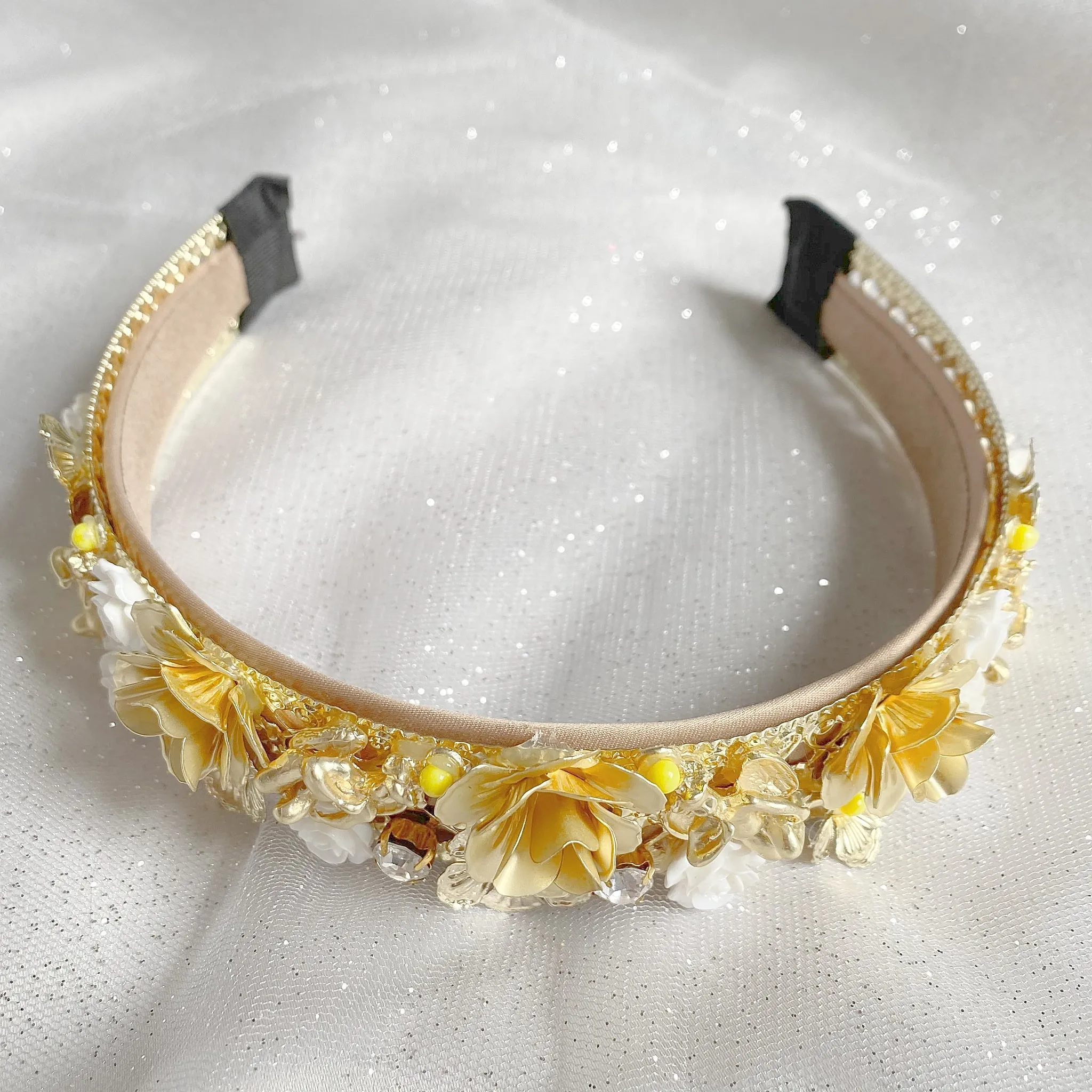 Gold Headpiece with Flowers and Cherubs