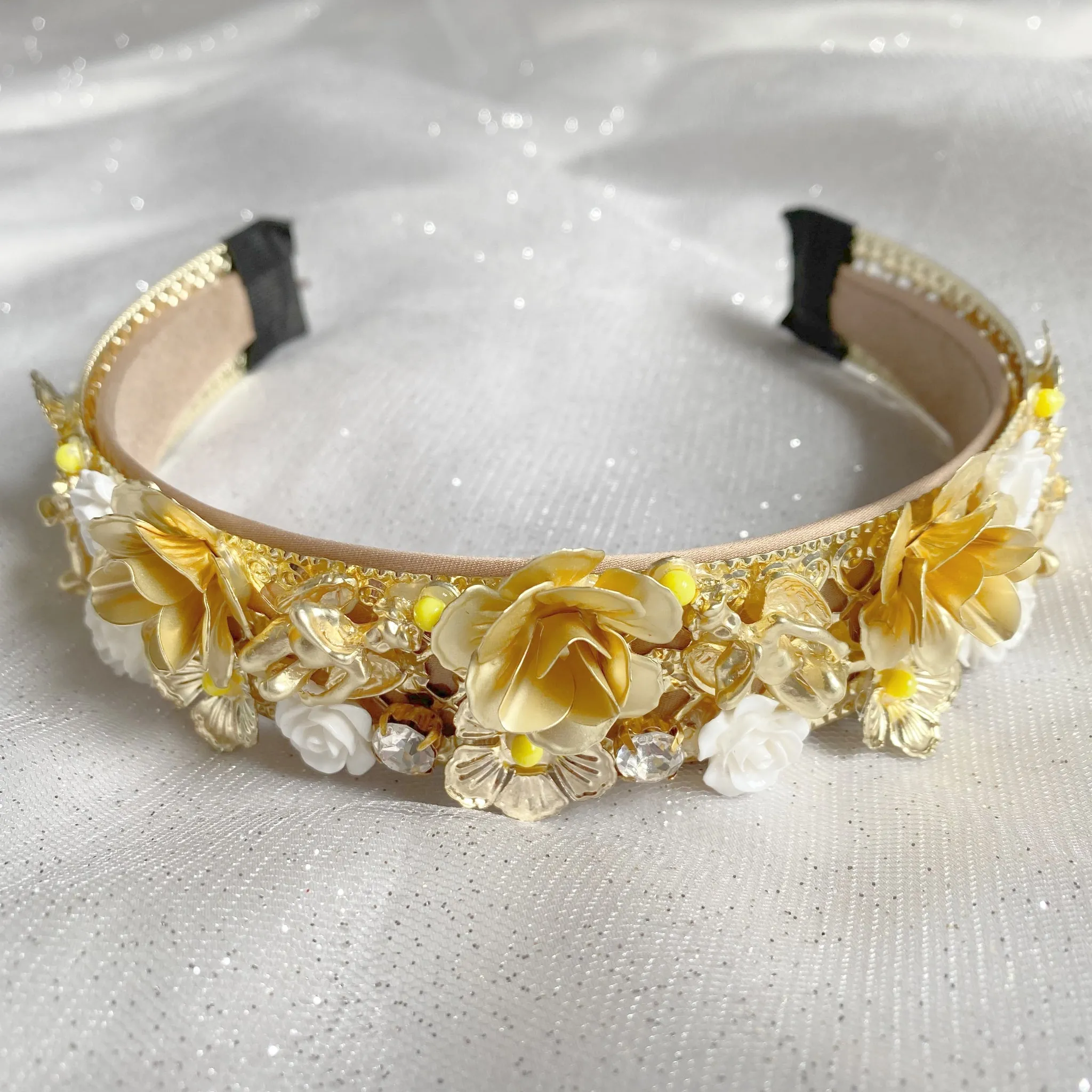 Gold Headpiece with Flowers and Cherubs