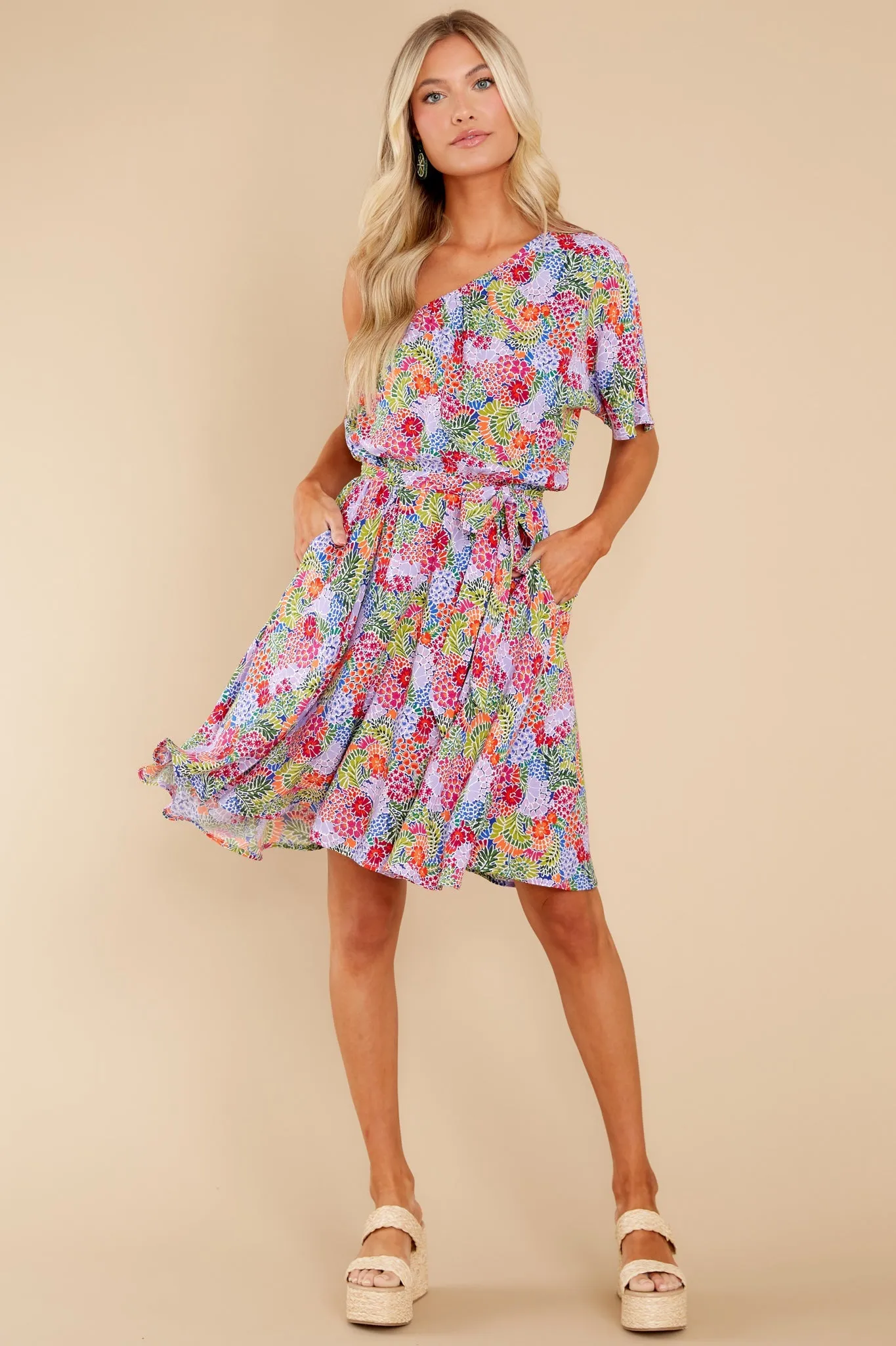 Good Times Ahead Lavender Floral Print Dress