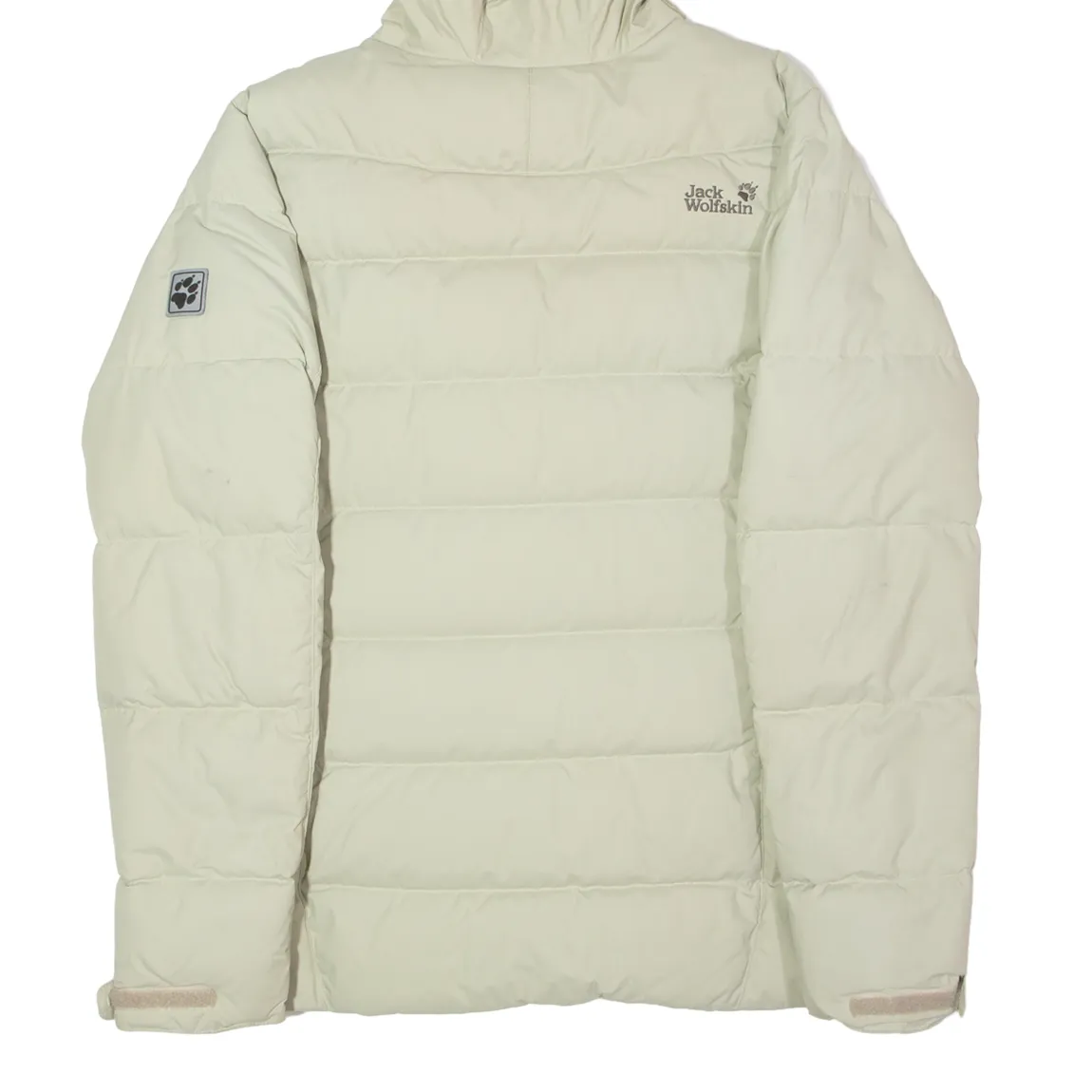 JACK WOLFSKIN Faux Fur Trim Womens Puffer Coat Beige Hooded UK 16