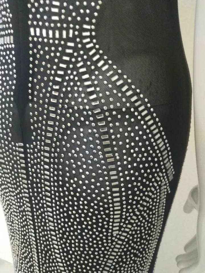 KittenAlarm - Barret Embellished Rhinestone Sheer Maxi Dress