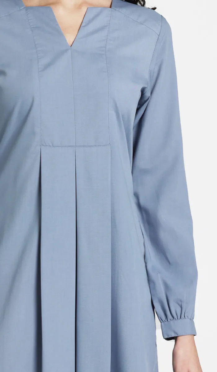 Leah Cotton Feel Long Modest Tunic Dress - Storm - Final Sale