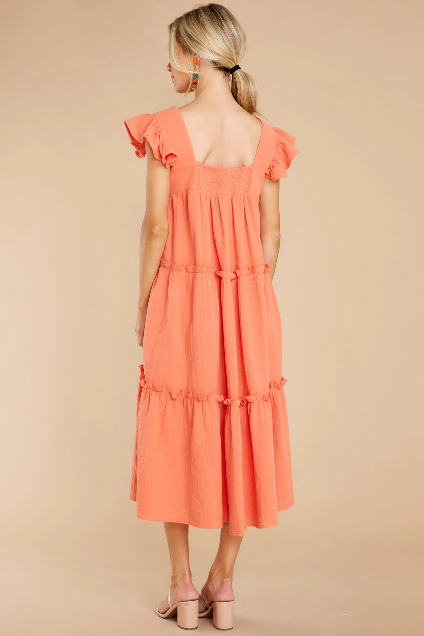 Let The Sun Beam Orange Midi Dress