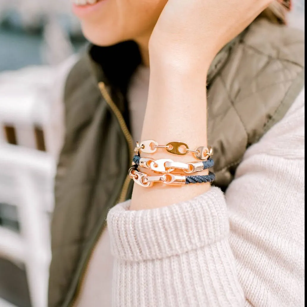 Lure Single Wrap Leather Bracelet with Rose Gold Brummels