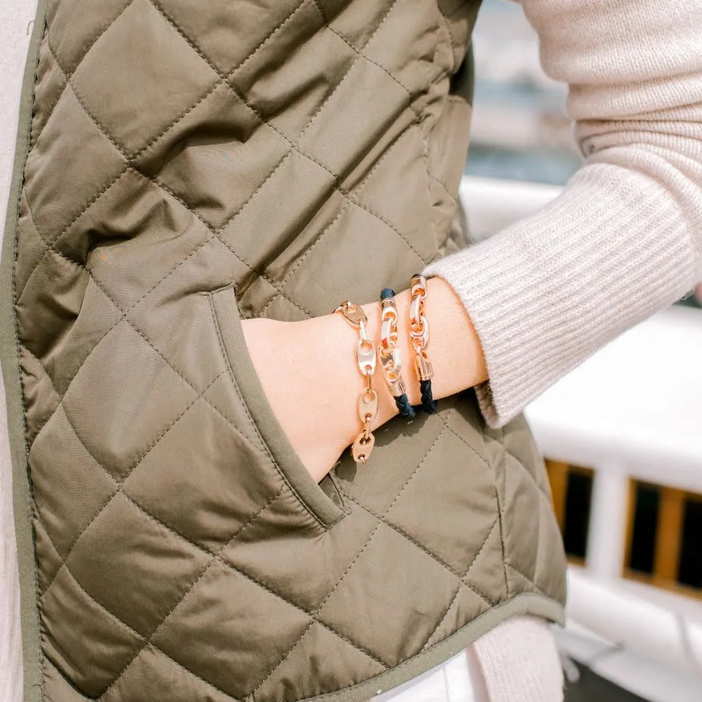 Lure Single Wrap Leather Bracelet with Rose Gold Brummels