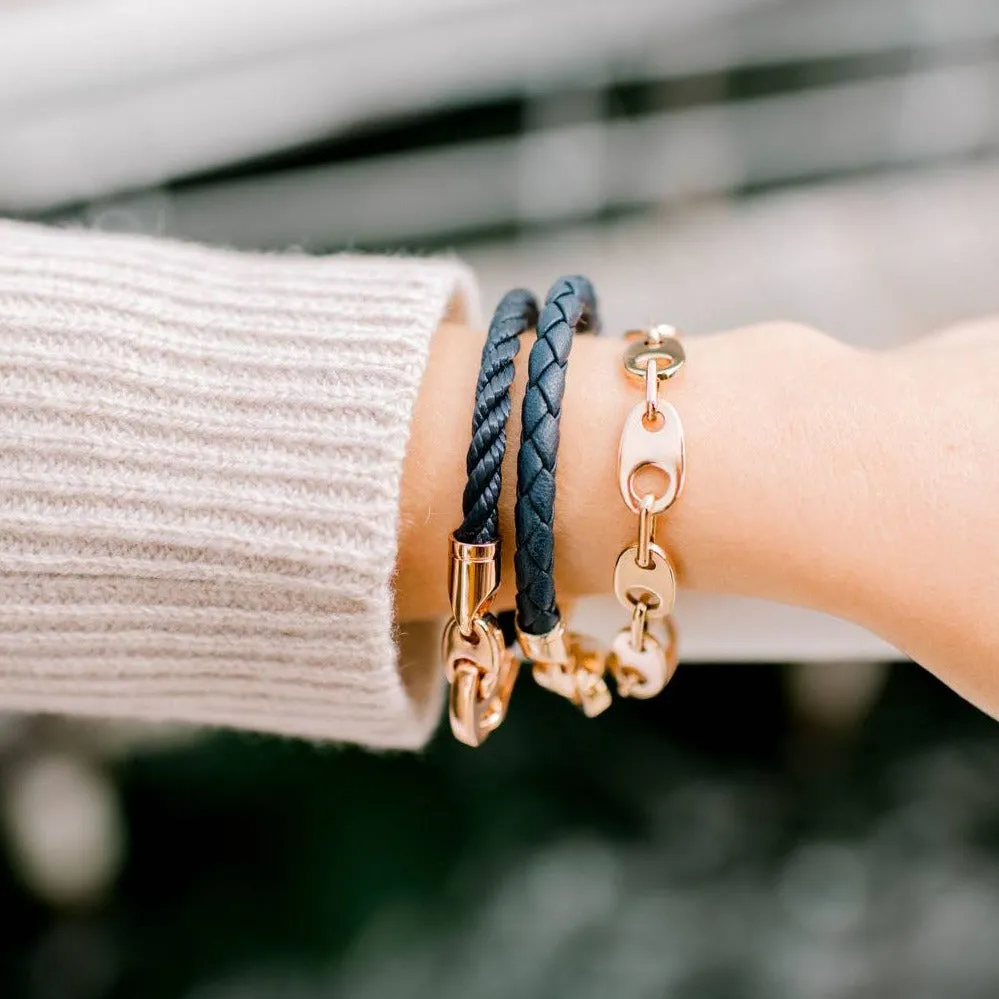 Lure Single Wrap Leather Bracelet with Rose Gold Brummels