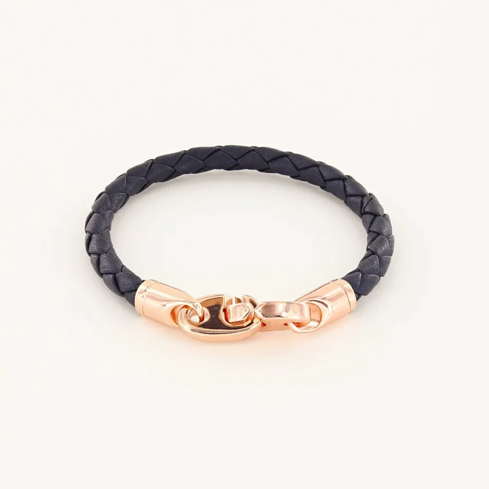 Lure Single Wrap Leather Bracelet with Rose Gold Brummels