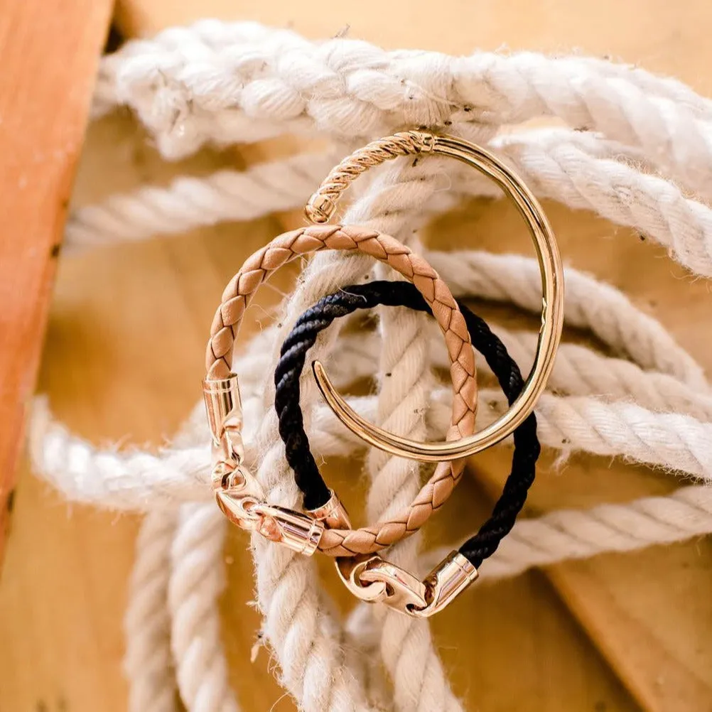 Lure Single Wrap Leather Bracelet with Rose Gold Brummels