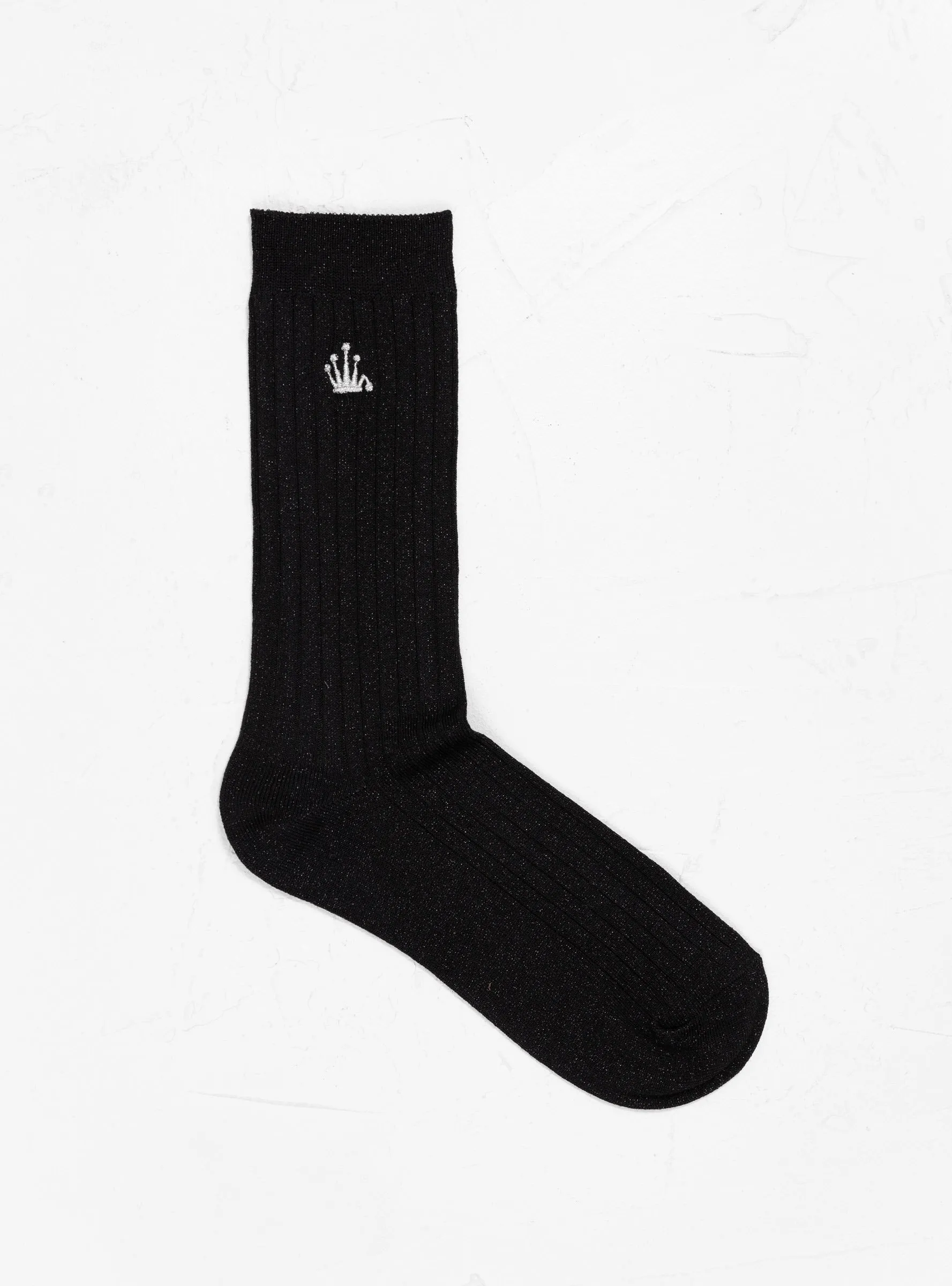 Metallic Crown Dress Sock Metallic Black