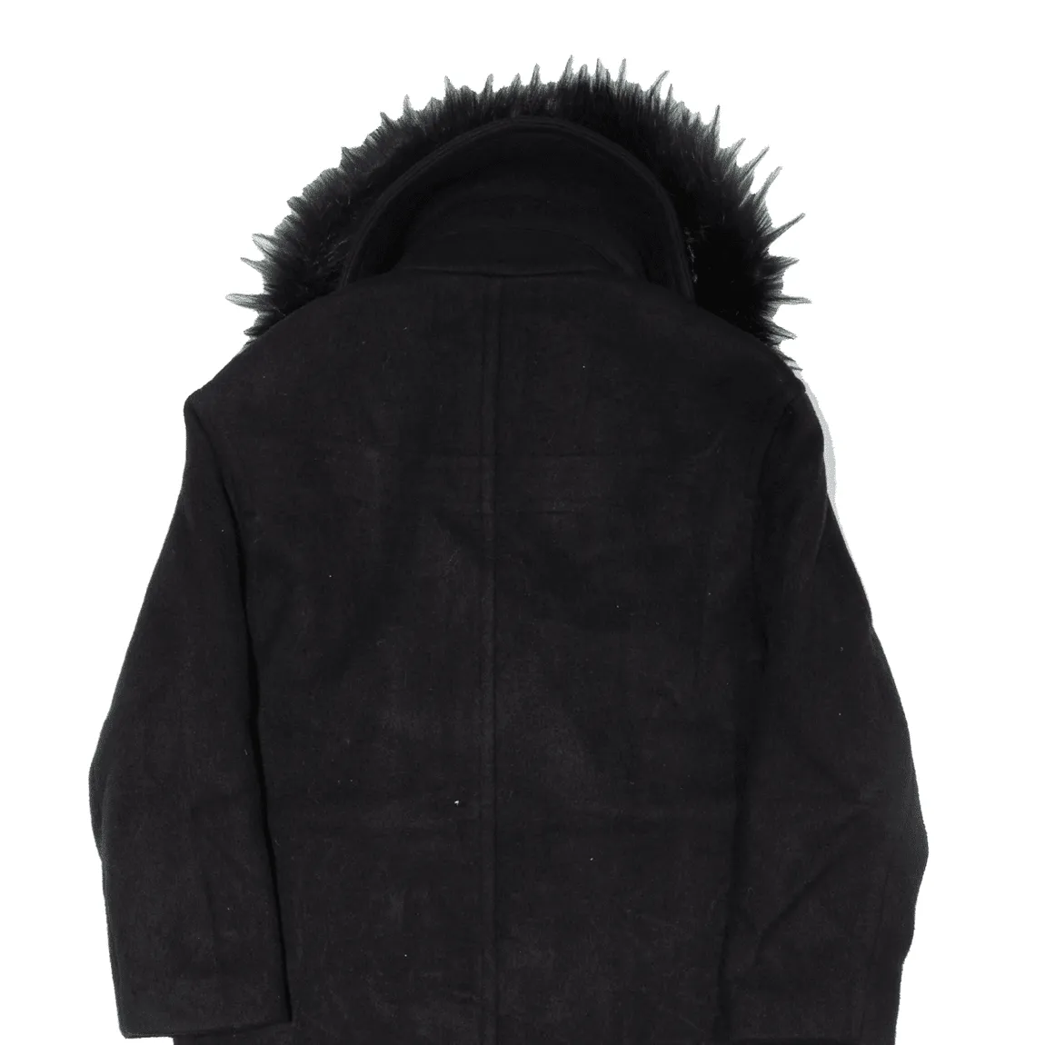 MICHAEL KORS Faux Fur Trim Overcoat Coat Black Wool Womens M