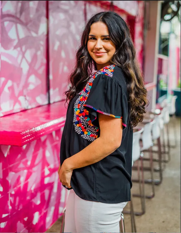 Multi-Color Embroidered Top
