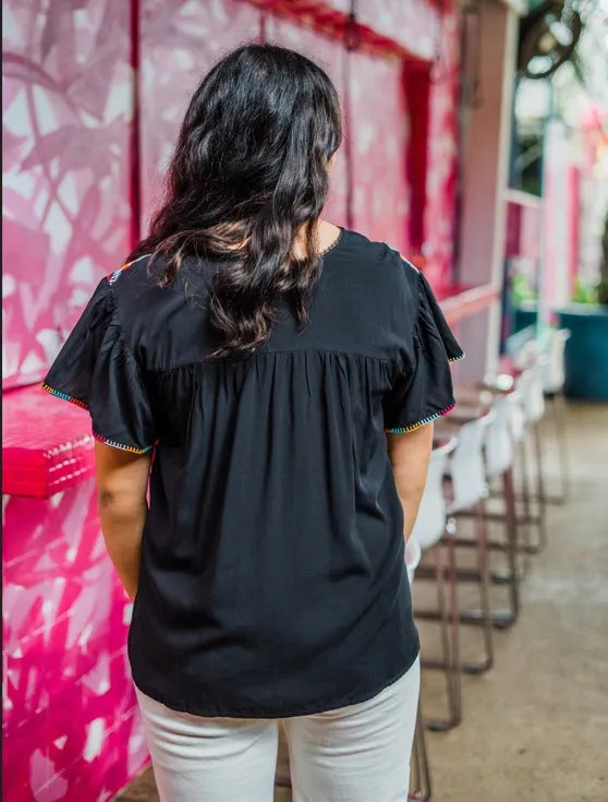 Multi-Color Embroidered Top