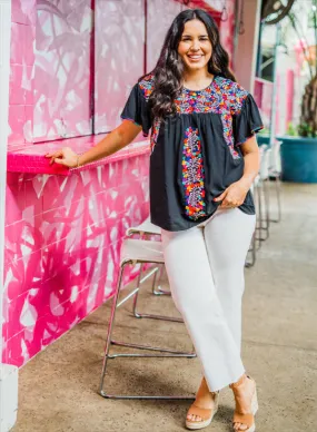 Multi-Color Embroidered Top
