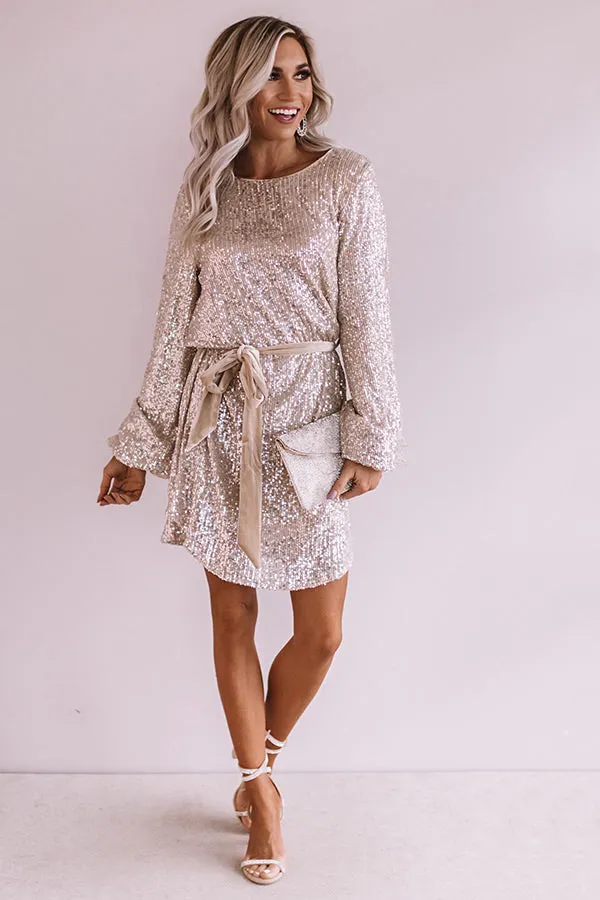 Ritz And Glitz Sequin Dress in Champagne