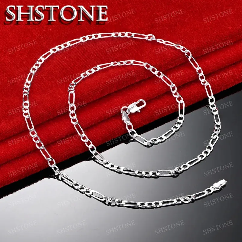 SHSTONE 18K Gold 4mm Figaro Chain Necklace For Woman Men Fashion Party Wedding Engagement Charm Jewelry Lovers Birthday Gift