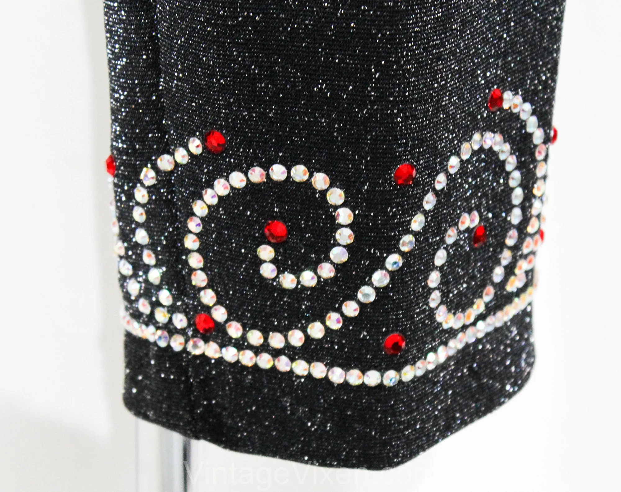 Size 18 Disco Pant Suit - Plus Size 1970s Glitz & Glamour - 70s Silver Red Sparkle Knit Tunic Shirt Pants - Long Sleeve Pantsuit - Bust 46