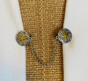 Sweater Clips Gold Silver Sand Dollar Sweater Clip Cardigan Clasp Chained Dress Clip Sweater Guard Gifts for Her by Fabulici