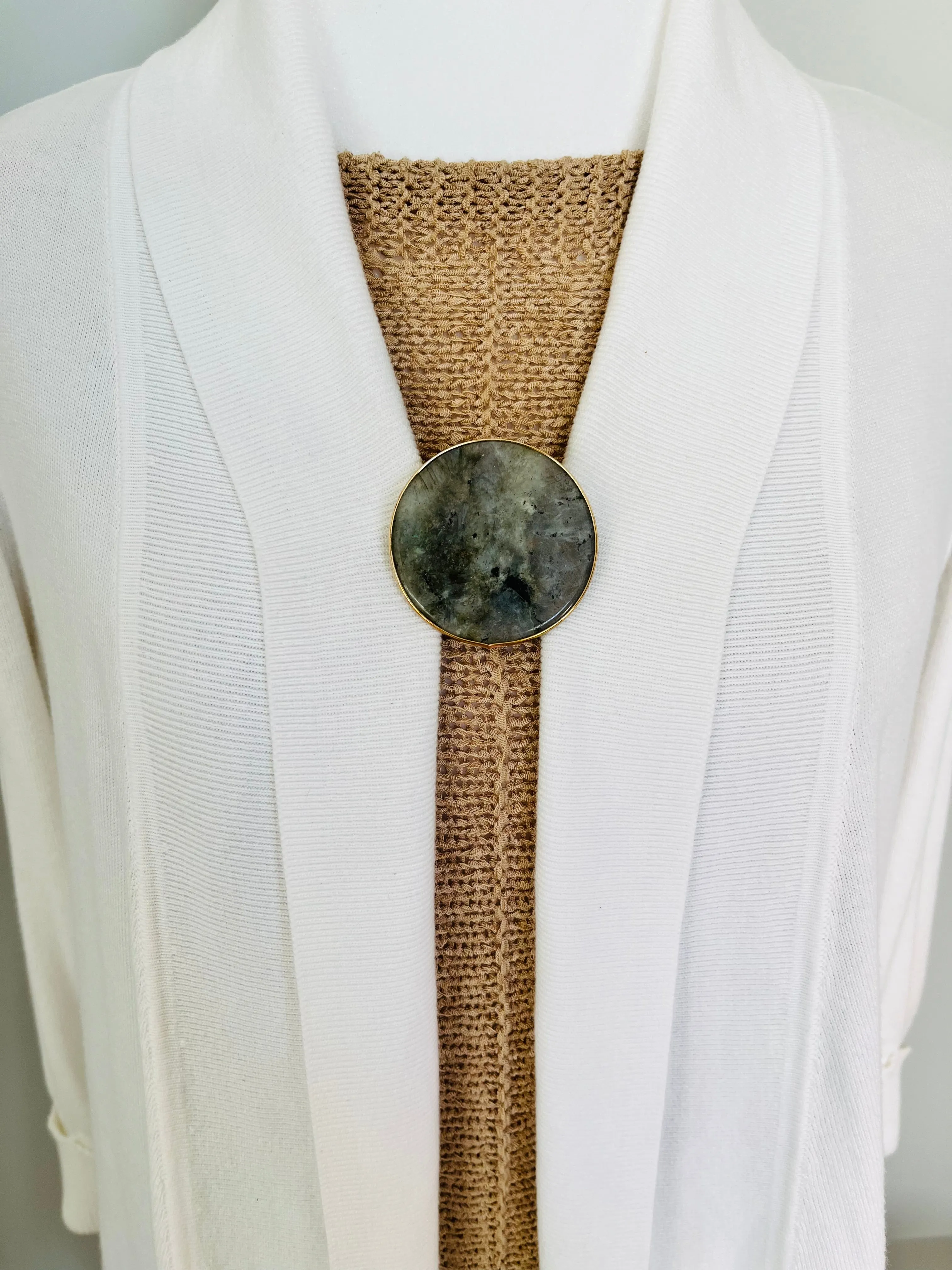 Sweater Clips Labradorite Stone Cardigan Clasp Southwestern Sweater Clip Grayish Green Jewelry Gift Kimono Gift for Her by Fabulici