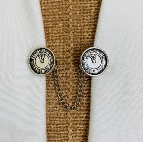 Sweater Clips Silver Clock Face Sweater Clip Cardigan Clasp Chained Watch Style Dress Clip Sweater Guard Gifts for Her by Fabulici