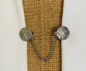 Sweater Clips Silver Sand Dollar Sweater Clip Cardigan Clasp Chained Dress Clip Sweater Guard Gifts for Her by Fabulici