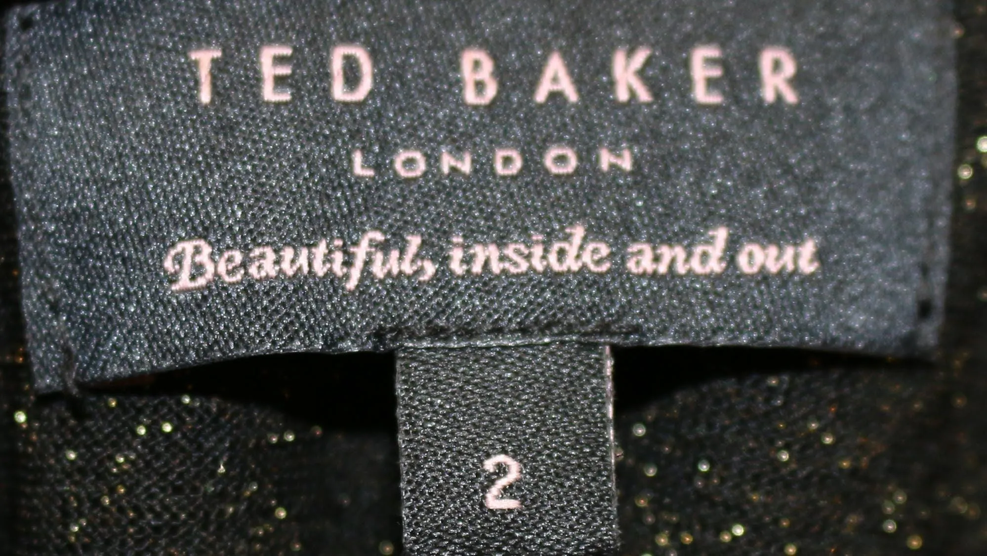 Ted Baker Black and Gold Lurex Type Sparkly Dress Size 10