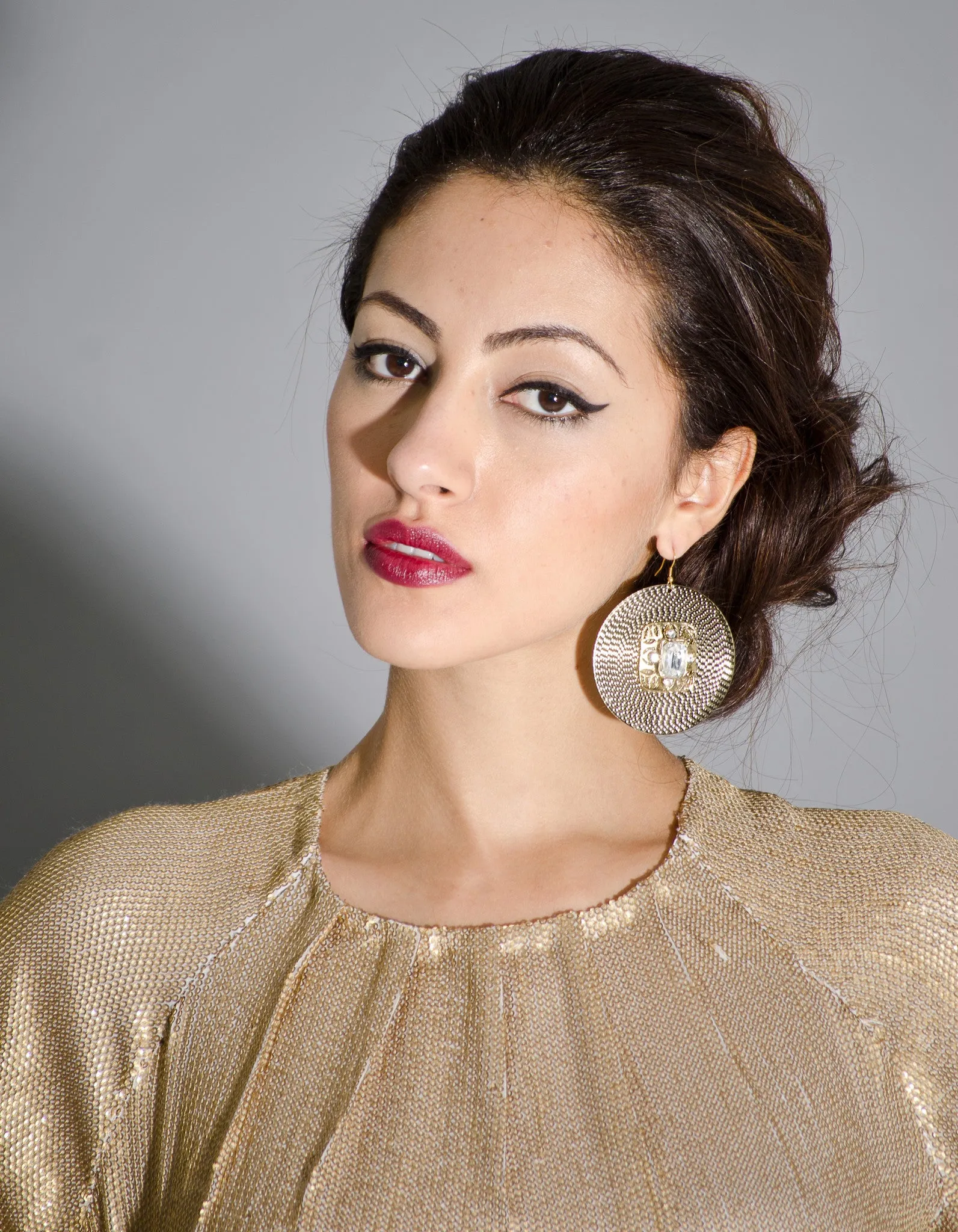 Tressa - Metalic gold all over sequins holiday dress